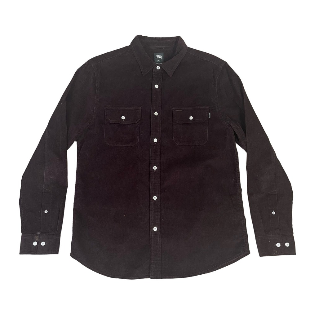 Stussy Corduroy 100% Cotton Button Up Long Sleeve Hipster Shirt US Men's L